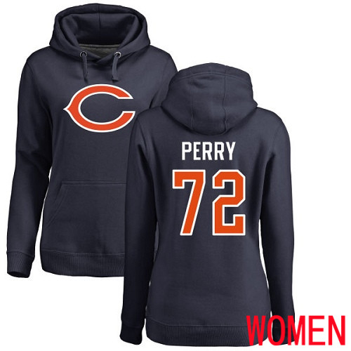 Chicago Bears Navy Blue Women William Perry Name and Number Logo NFL Football #72 Pullover Hoodie Sweatshirts
